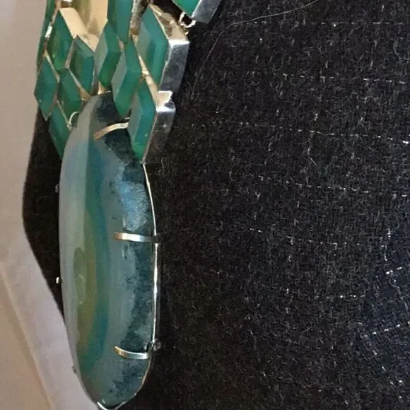 HUGE AQUA CONDOR AGATE  & KUNZITE NECKLACE - Picture 13 of 15